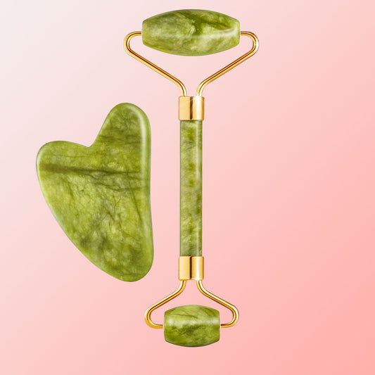 Cadeau : Rouleau de jade pour le visage et ensemble de massage Gua Sha